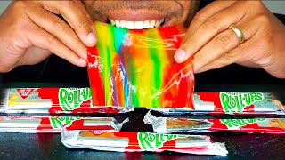 FRUIT ROLL UPS CANDY MUKBANG EATING MOUTH SOUNDS NO TALKING COMMERCIAL [upl. by Chadbourne273]