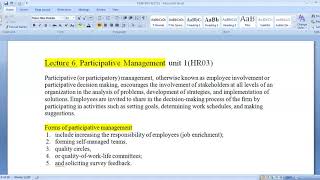 L 6 PARTICIPATIVE MANAGEMENT [upl. by Guzel]