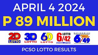 Lotto Result April 4 2024 9pm PCSO [upl. by Shawnee]