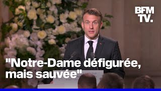 Réouverture de NotreDame le discours dEmmanuel Macron en intégralité [upl. by Akcimahs]