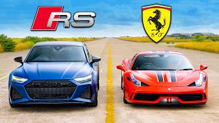 Ferrari 458 Speciale v Audi RS7 Performance DRAG RACE [upl. by Fabria475]