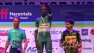 Biniam Girmay wins in Herentals [upl. by Llertnahs]