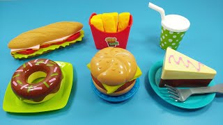 Toy food building sandwich cake donuts hamburger french fries [upl. by Shimberg]