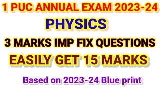 1 puc physics 3 marks imp questions for annual exam 202324 [upl. by Riley561]