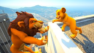 Simba vs Scar Water Ragdolls GTA 5 Lion King GTA 5 Euphoria Physics Funny Moments amp Fails 😂👑🦁 [upl. by Oiliruam]