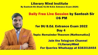 Daily Live Session for DU BEd Entrance 2022 by Santosh Sir Day 4 [upl. by Orme]