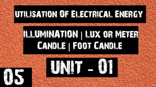 ILLUMINATION  Lux or Meter Candle  Foot Candle  Part 05  Unit 01 [upl. by Portia]