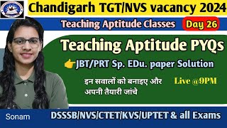 Teaching Aptitude PYQs  chandigarh JBT Sp Edu 2024 paper solution  chd TGT teaching aptitude [upl. by Wendel]