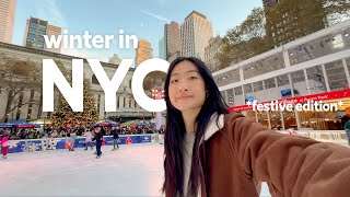 LIVING IN NYC  ice skating at Bryant Park winter village life as a MBA student 🎄 [upl. by Amej]