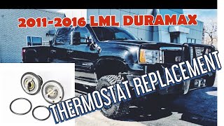 Replacing coolant Thermostat on a 2011 GMC Duramax Diesel LML [upl. by Schriever]