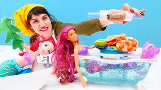 Barbie Deniz kızları için midye kurabiye yapalım Ümit ile evcilik oyunları Barbie oyuncakları [upl. by Elberfeld]