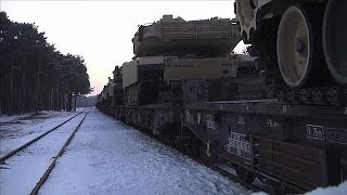 US tanks and troops arrive in Poland [upl. by Eldorado]