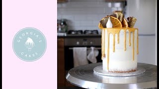 How To Make A Gold Drip Cake  Georgias Cakes [upl. by Etteniuq]