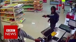 Moment mexican cowboy stopped armed robbery  BBC News [upl. by Arvad]