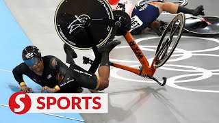 Paris 2024 Crash denies Shah Firdaus a podium finish in mens keirin [upl. by Rhtaeh]