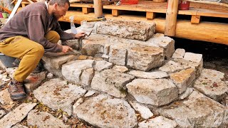 Stone Stairs amp Masonry  Off Grid CABIN Building S4 Ep18 [upl. by Klarika787]