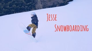 Jesse van Opstal learning his first snowboard tricks and carved turns in the French Alps [upl. by Schreibe299]