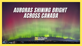 Auroras Shine Brightly Across Canada Following Extreme Solar Activity [upl. by Clerc392]