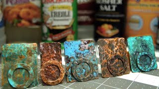 Copper Patinas  How To Patina Copper Metal  Five Recipes  Verdigris Liver of Sulphur Vinegar [upl. by Ormond161]