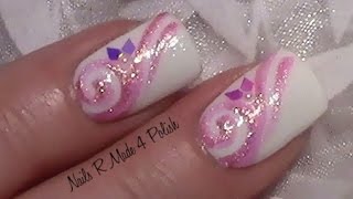 Rosa Glitter Schnörkel Nageldesign  Fingernägel lackieren mit Nagellack  Nail Art Design Tutorial [upl. by Nnaid371]