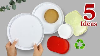 5 Genius Ways to Reuse Plastic Lids Plastic Cover DIY Ideas ♻️💡 [upl. by Nyrac]