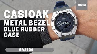 CasiOak GA2100 Metal Bezel Blue Fluorine Rubber [upl. by Mitch527]