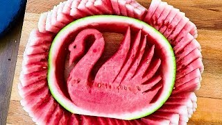 Watermelon Swan  Watermelon Carving Tutorial [upl. by Stoll]