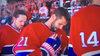 Brian Gionta spits on himself during the anthem [upl. by Conners]