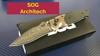 SOG Architech A3 knife Damascus steel blade and carbon fiber scales [upl. by Priscilla720]