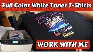 Work With Me Using My White Toner Luminaris 200 Printer FULL COLOR Images on 100 Cotton Shirts [upl. by Einnok]