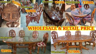 Dining Table Wholesale amp Retail Price Wooden Dining Table Designs डाइनिंग टेबल कीमत Dining Table [upl. by Garrik]