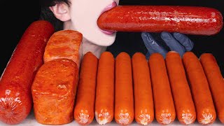 ASMR GIANT SAUSAGE SPAM CHEESY COOKING MUKBANG 대왕 소세지 스팸 먹방 スパム ソーセージ 咀嚼音 Sosis EATING SOUNDS [upl. by Richart]