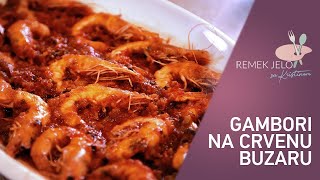 GAMBORI NA CRVENU BUZARU remek jelo 2023  PRAWNS IN RED SAUCE [upl. by Gennie591]