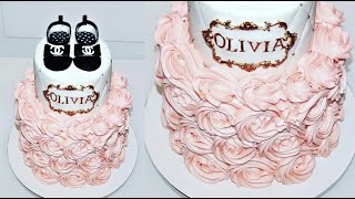 Cake decorating tutorials  BUTTERCREAM Rose Cake  Sugarella Sweets [upl. by Guthry]