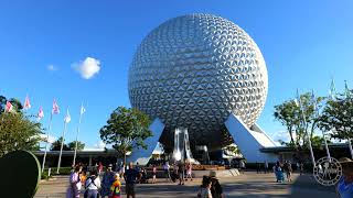 EPCOT Entrance w Original 1982 Music Loop Sights amp Sounds in 4K  Walt Disney World Orlando Florida [upl. by Atiuqrahs]