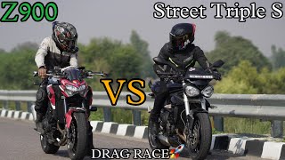 Kawasaki Z900🚀 VS Street Tripel S🔥ll Full Throttle Drag Race❗️ll Fastest Z900 258kmh🔥 [upl. by Atlanta]