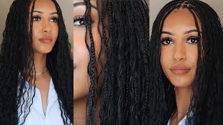 Watch me do knotless boho braids using just human hair No braiding hair added [upl. by Odelinda]