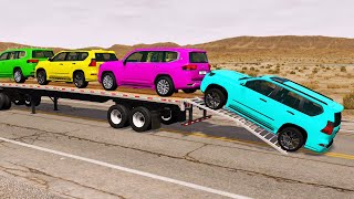 Flatbed Truck Mcqueen  Transportation with Truck  Pothole vs Car 45  BeamNGDrive [upl. by Artek]