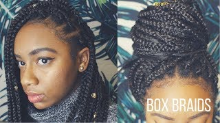 Hair Vlog Box Braids Start to Finish Rubber Band Method [upl. by Eynaffit685]