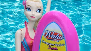 Anna and Elsa Wahu Surfing in the Pool  Ep 24  Toys In Action [upl. by Vladamir179]