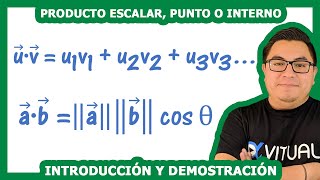 Introducción y demostración de producto escalar de dos vectores producto punto o interno  VitualU [upl. by Hoseia566]