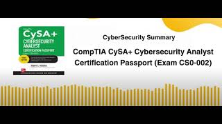 CompTIA CySA Cybersecurity Analyst Certification Passport Exam CS0 002 [upl. by Alig]