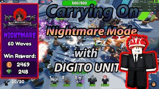 Carrying New Players On Nightmare Mode With 💖DIGITO🔥 Unit Skibidi Tower Defense [upl. by Yeliw]