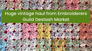 Huge vintage fabric linen doily amp fibre haul from Embroiderers Guild Destash Market vintagehaul [upl. by Nimrac]