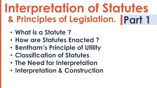 Interpretation of Statutes amp Principles of Legislation LLB Syllabus Revision Notes Lecture  Part 1 [upl. by Zoba406]