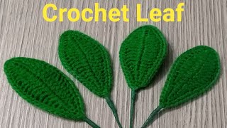 How to make step by step crochet leaf  Crochet leaf tutorial  Crochet leaf for flowers [upl. by Enirrok]