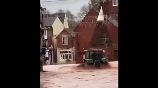 Massive floods due to heavy rainfall in Tenbury Wells a market town in Worcestershire UK [upl. by Eddina]