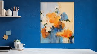 Easy Abstract Flower Painting on Canvas tutorial 006 MariArtHome [upl. by Zoldi]