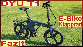 DYU T1 EBike Klapprad mit Drehmomentsensor  Fazit  Reichweite  Ausstattung  EBike Spaß 2024 [upl. by Bone]