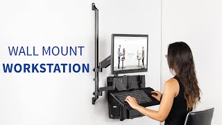 STANDSIT1BW Sit to stand wall mount workstation by VIVO [upl. by Alfi]